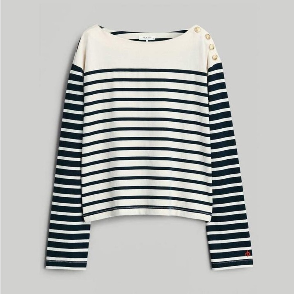 Rag & Bone Bardot Striped Long Sleeve Tee